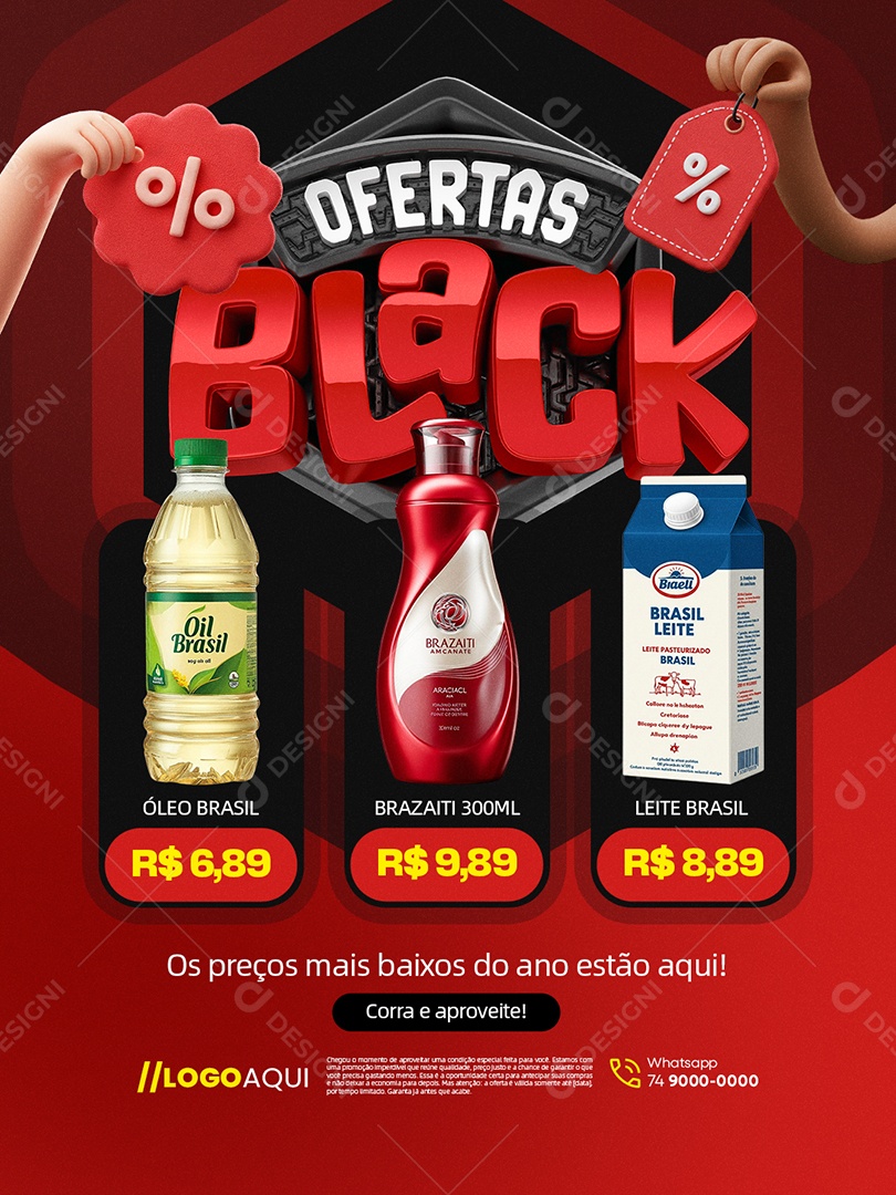 Ofertas Black Supermercado Óleo Leite Os Preços Baixos Social Media PSD Editável