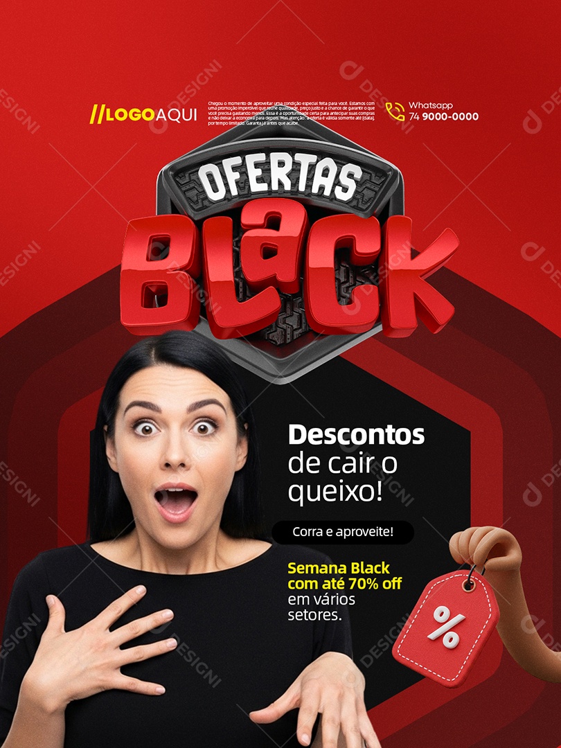 Ofertas Black Supermercado Descontos de Cair o Queixo Social Media PSD Editável