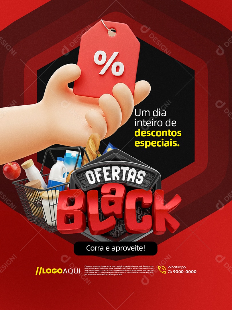 Ofertas Black Supermercado Corra e Aproveite Social Media PSD Editável