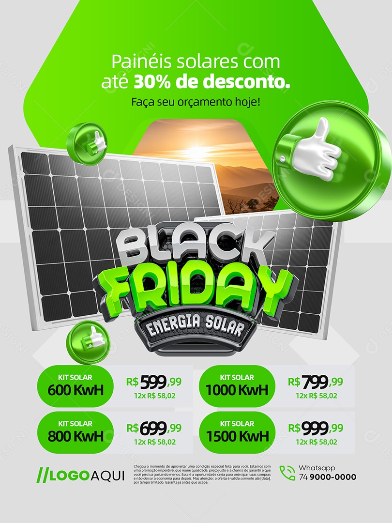 Energia Solar Black Friday Encarte Kit Solar Social Media PSD Editável