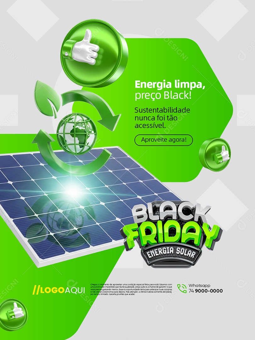 Energia Solar Black Friday Energia Limpa Social Media PSD Editável