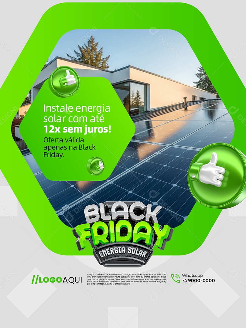 Energia Solar Black Friday Instale com Até 12x Sem Juros Social Media PSD Editável