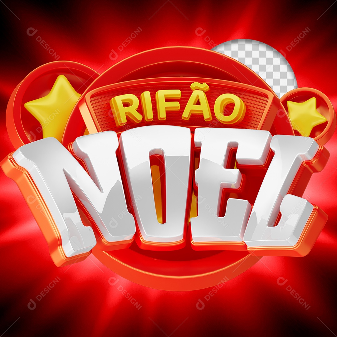 Rifão Noel Selo 3D para Composição PSD