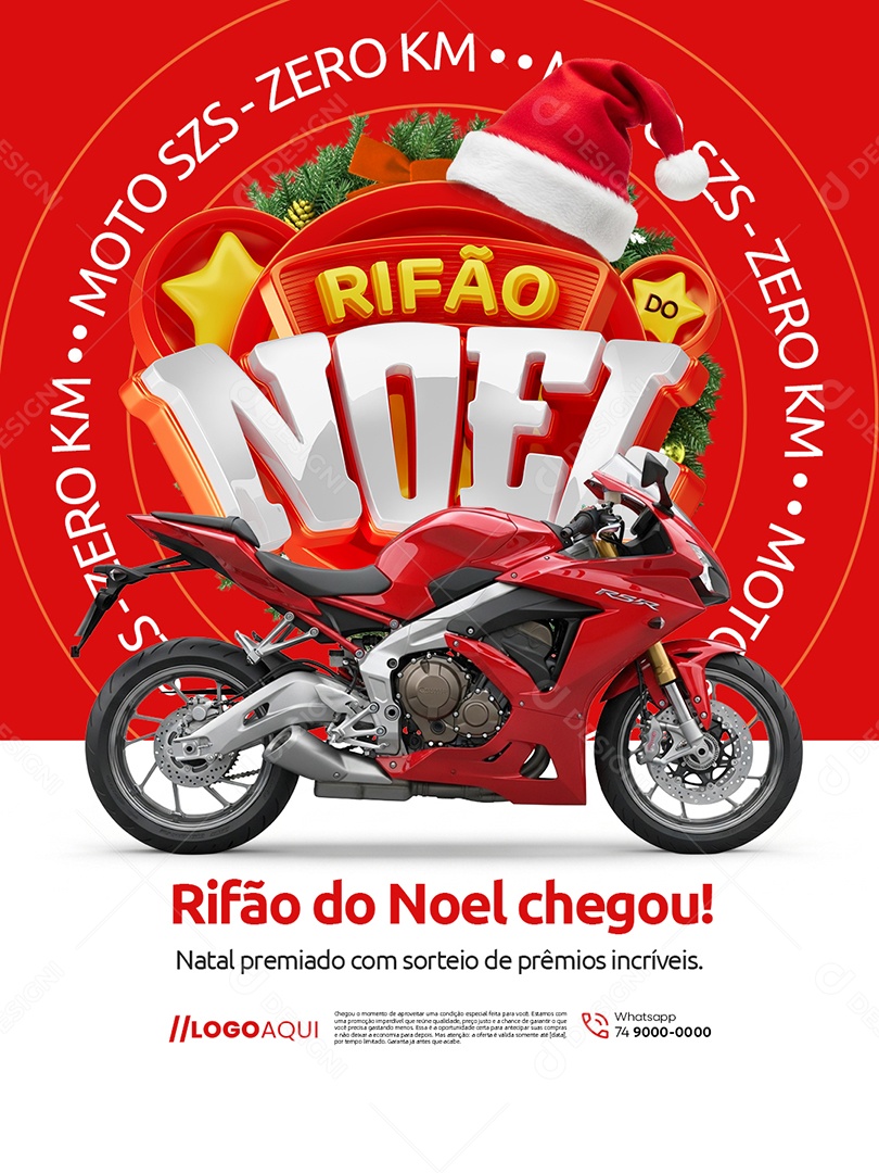 Rifão do Noel Concessionária de Motos Natal Premiado Social Media PSD Editável