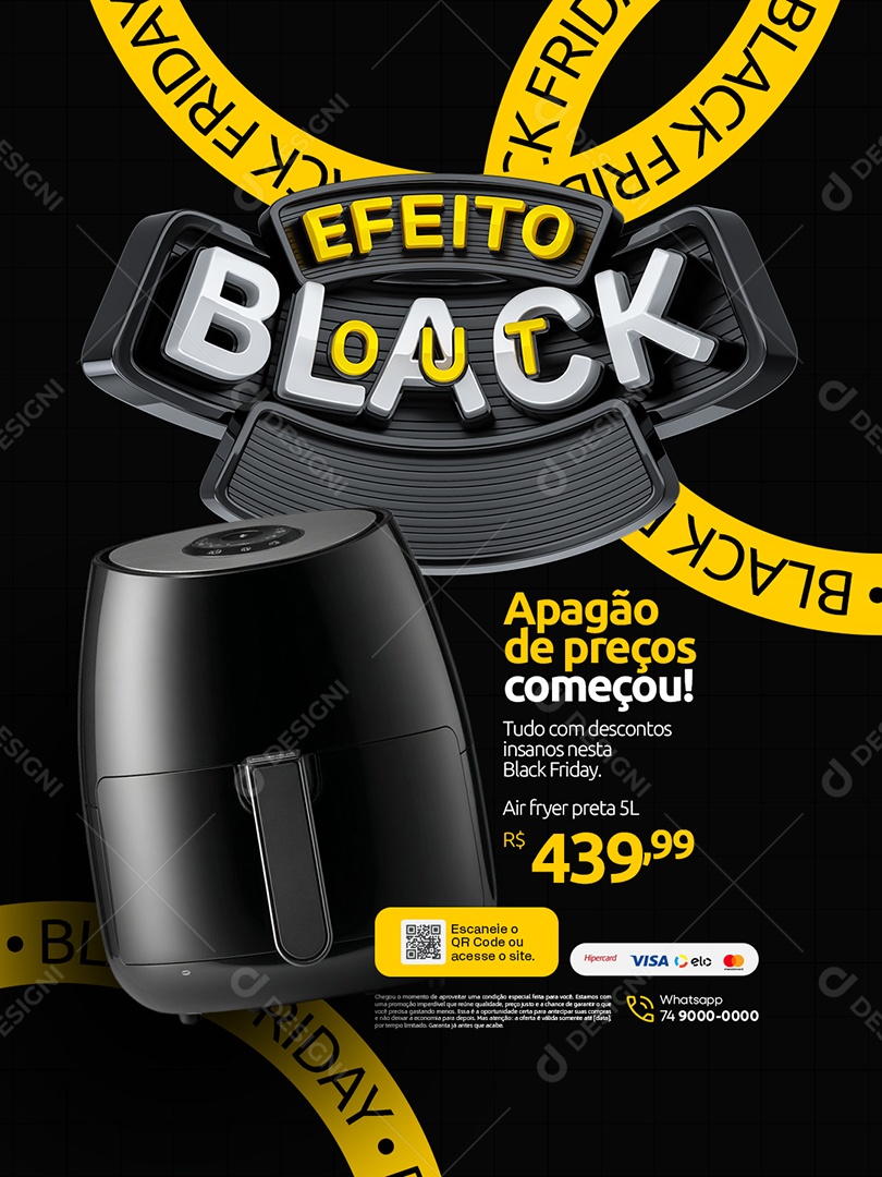 Efeito Blackout Loja de Eletrodomésticos Air Flyer Preta Social Media PSD Editável