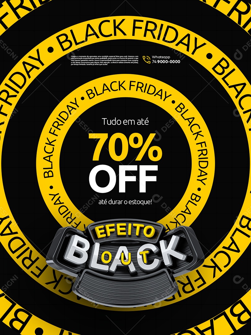 Efeito Blackout Loja de Eletrodomésticos Tudo em Até 70% Off Social Media PSD Editável