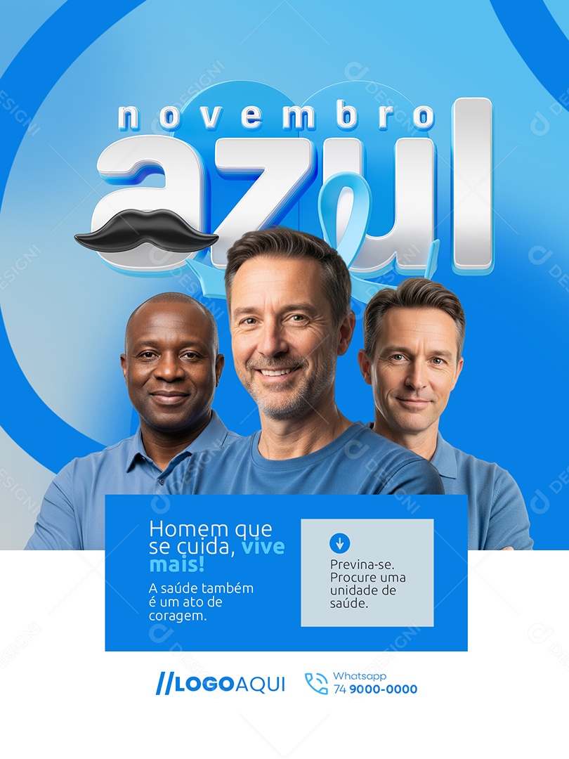Novembro Azul Encarte Homem Que Se Cuida Vive Mais e Melhor Social Media PSD Editável