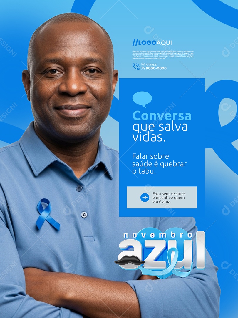 Novembro Azul Conversa Que Salva Vidas Social Media PSD Editável