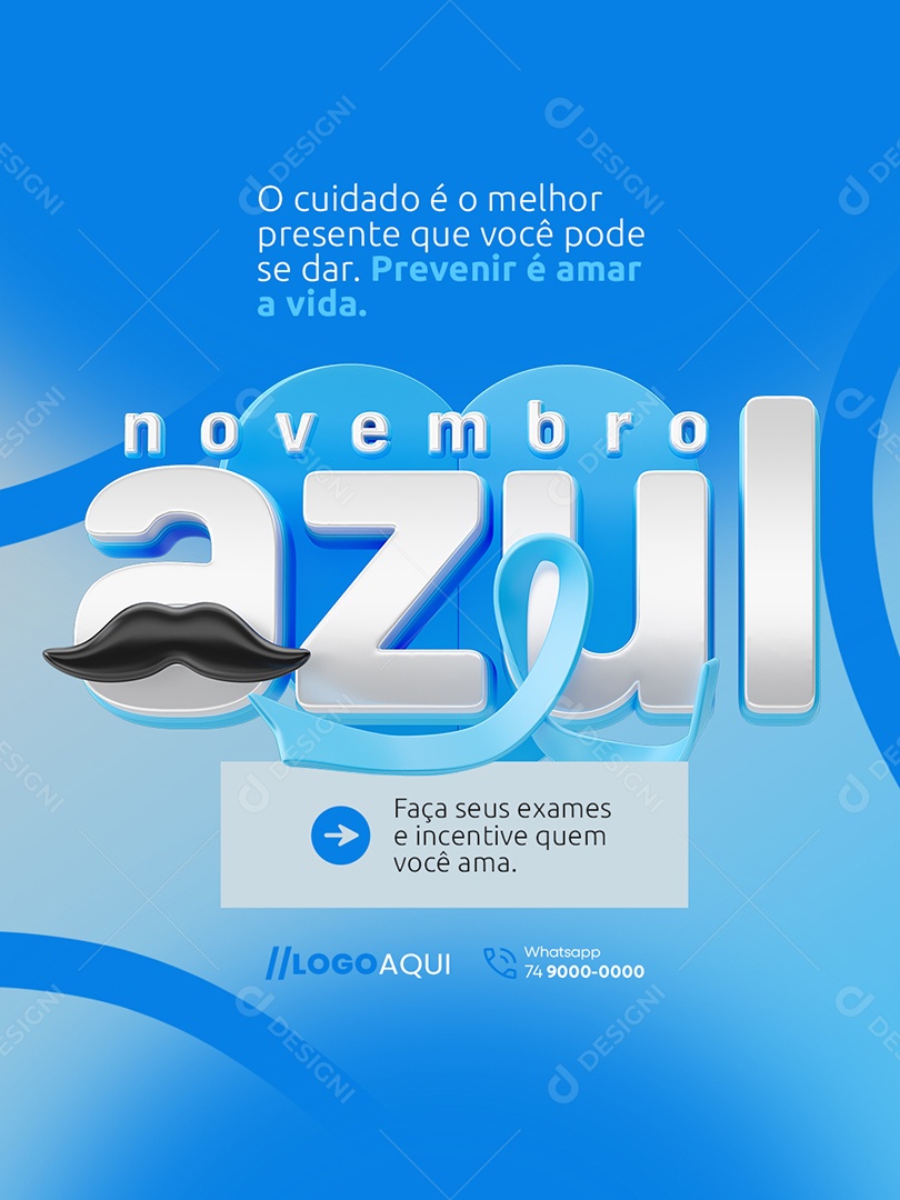 Novembro Azul Faça Seus Exames e Incentive Quem Você Ama Social Media PSD Editável