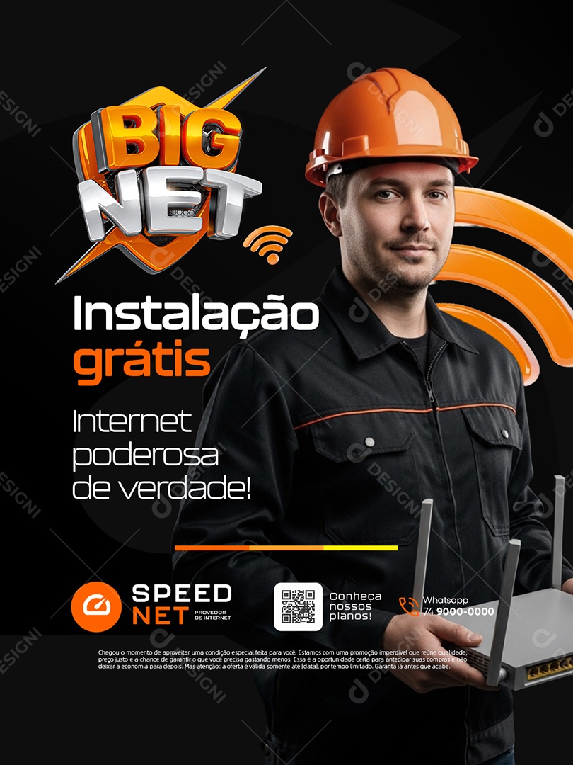 Big Net Provedor de Internet Instalação Grátis Social Media PSD Editável