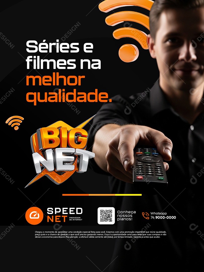 Big Net Provedor de Internet Séries e Filmes na Melhor Qualidade Social Media PSD Editável