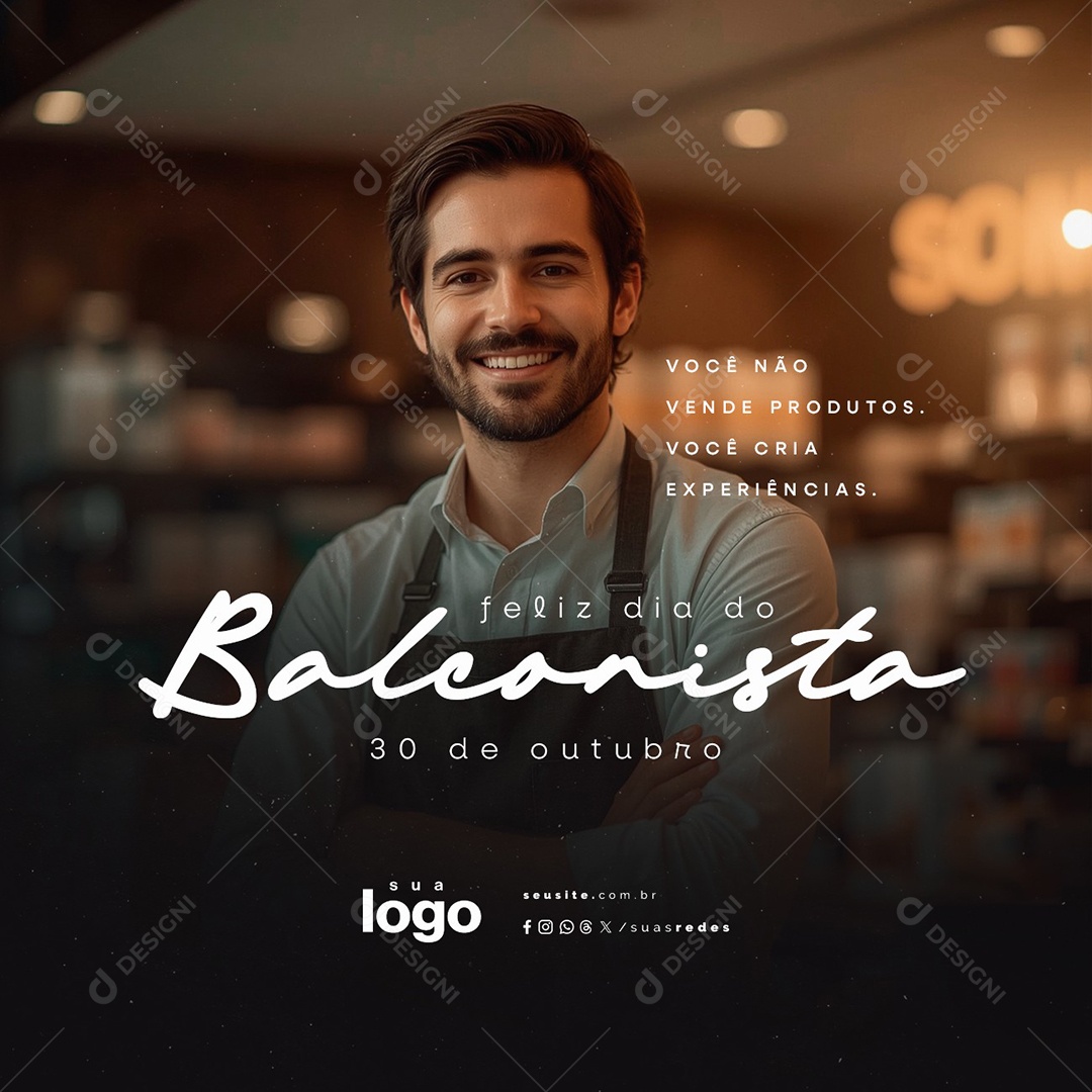 Feliz Dia do Balconista 30 de Outubro Você Não Vende Produtos Social Media PSD Editável
