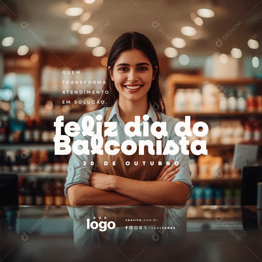 Feliz Dia do Balconista 30 de Outubro Social Media PSD Editável