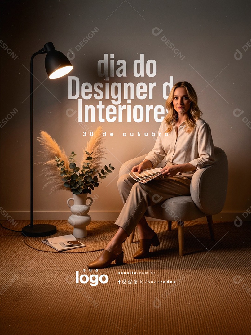 Dia do Designer de Interiores 30 de Outubro Social Media PSD Editável
