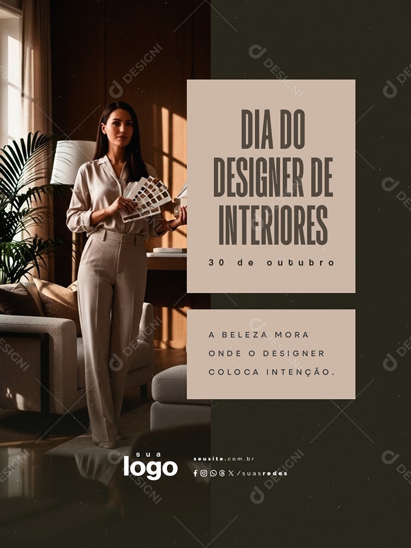 Dia do Designer de Interiores 30 de Outubro Social Media PSD Editável