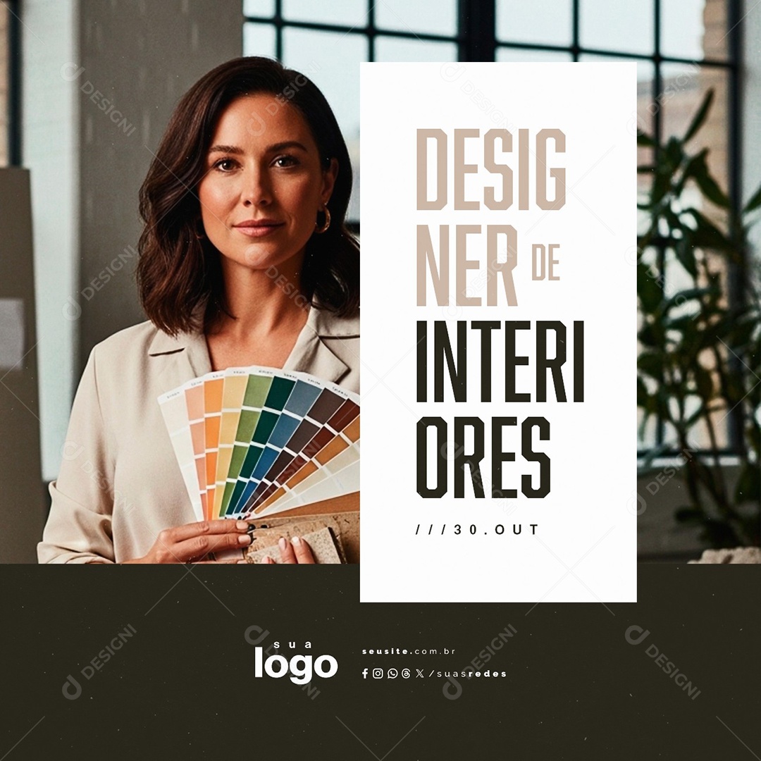 Dia do Designer de Interiores 30 de Outubro Social Media PSD Editável