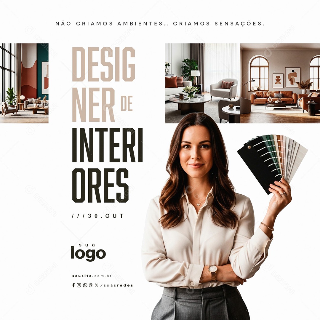 Dia do Designer de Interiores 30 de Outubro Social Media PSD Editável