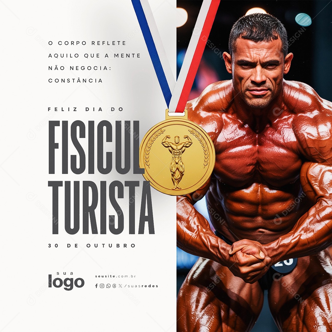 Feliz Dia do Fisiculturista 30 de Outubro Social Media PSD Editável
