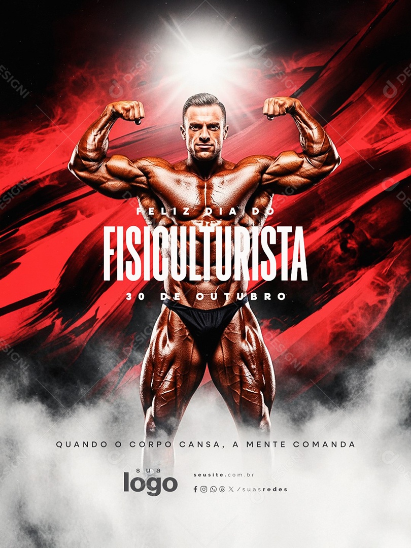 Feliz Dia do Fisiculturista 30 de Outubro Social Media PSD Editável