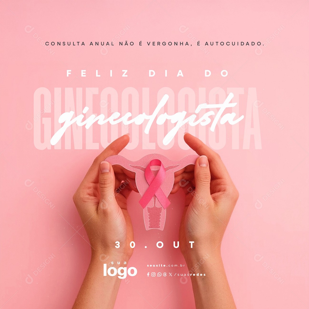 Feliz Dia do Ginecologista 30 de Outubro Social Media PSD Editável