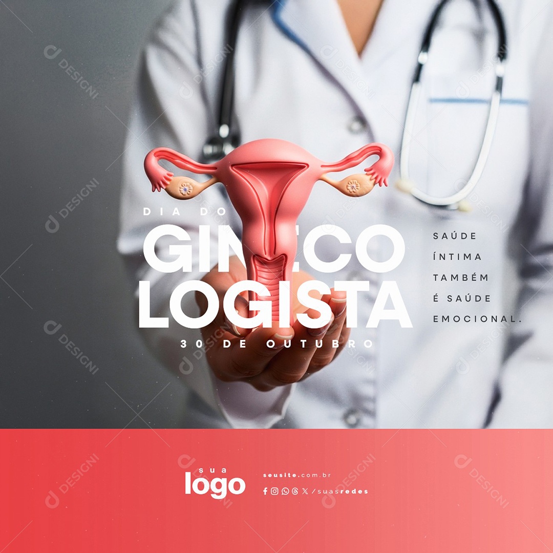 Dia do Ginecologista 30 de Outubro Saúde Íntima Social Media PSD Editável