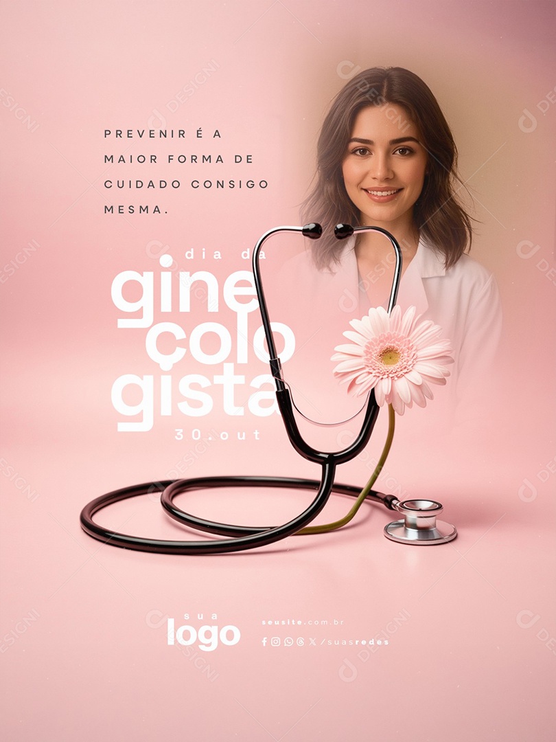 Dia do Ginecologista 30 de Outubro Prevenir é a Maior Forma Social Media PSD Editável