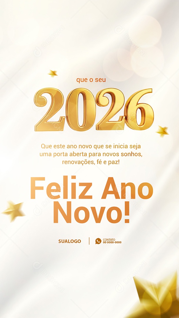 Story Feliz Ano Novo 2026 Social Media PSD Editável