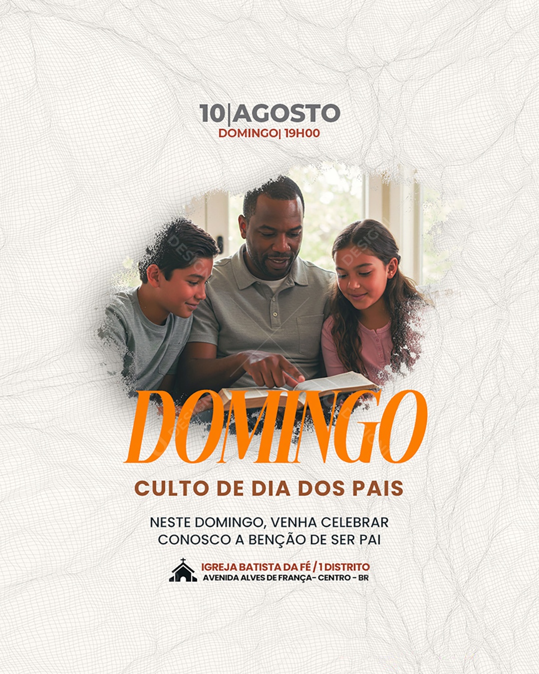 Gospel Culto De Dia dos Pais Domingo Social Media PSD Editável