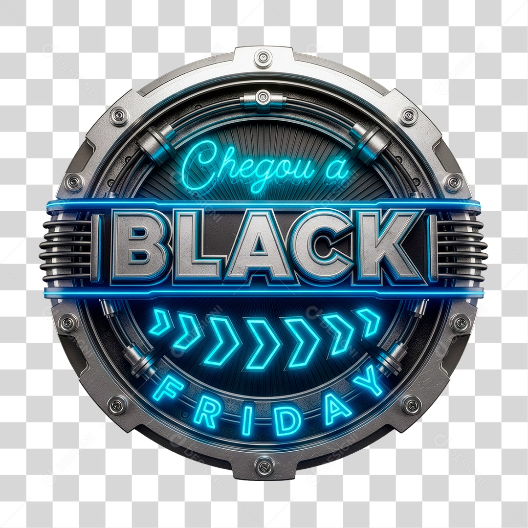 Selo 3D Chegou a Black Friday PNG Transparente