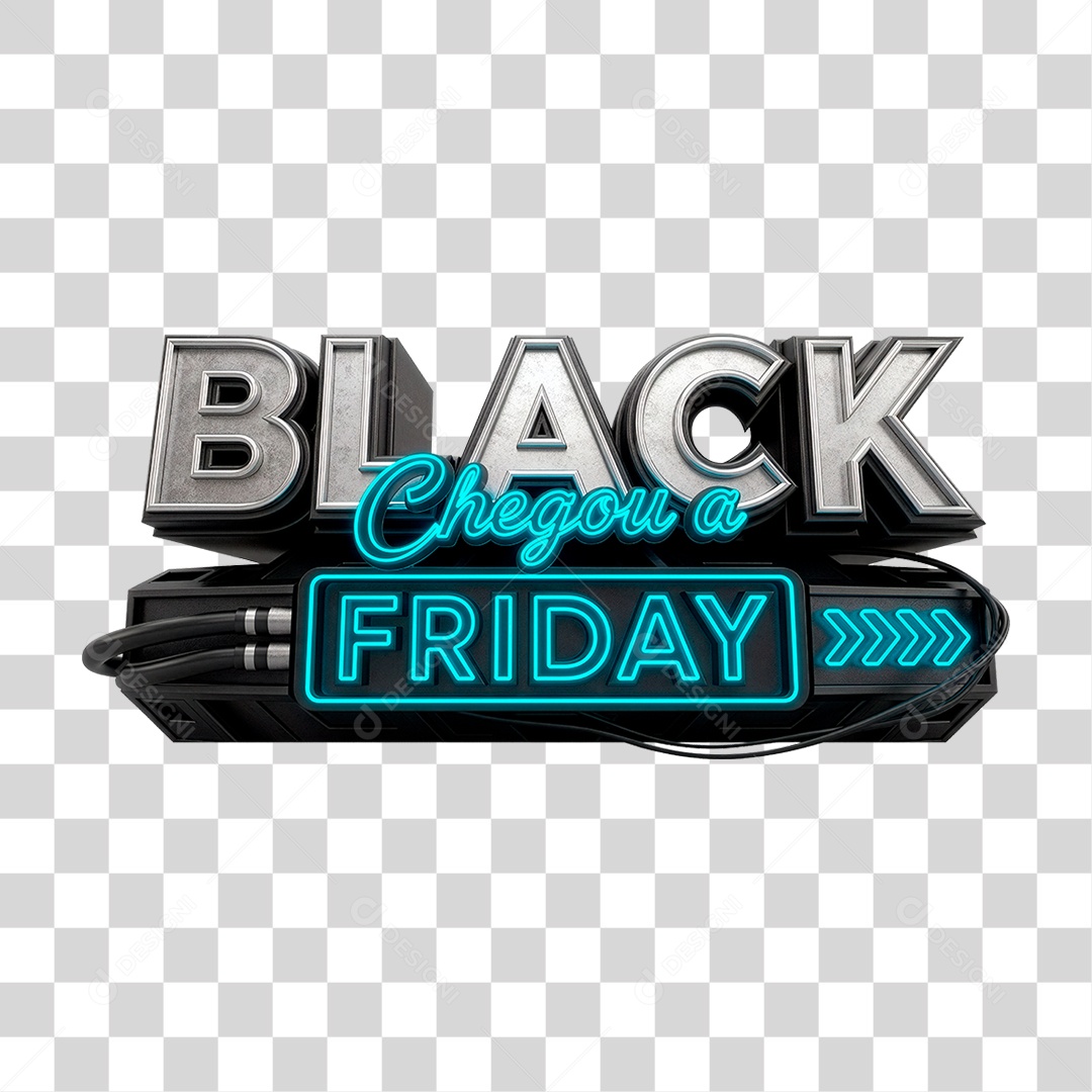 Selo 3D Chegou a Black Friday PNG Transparente