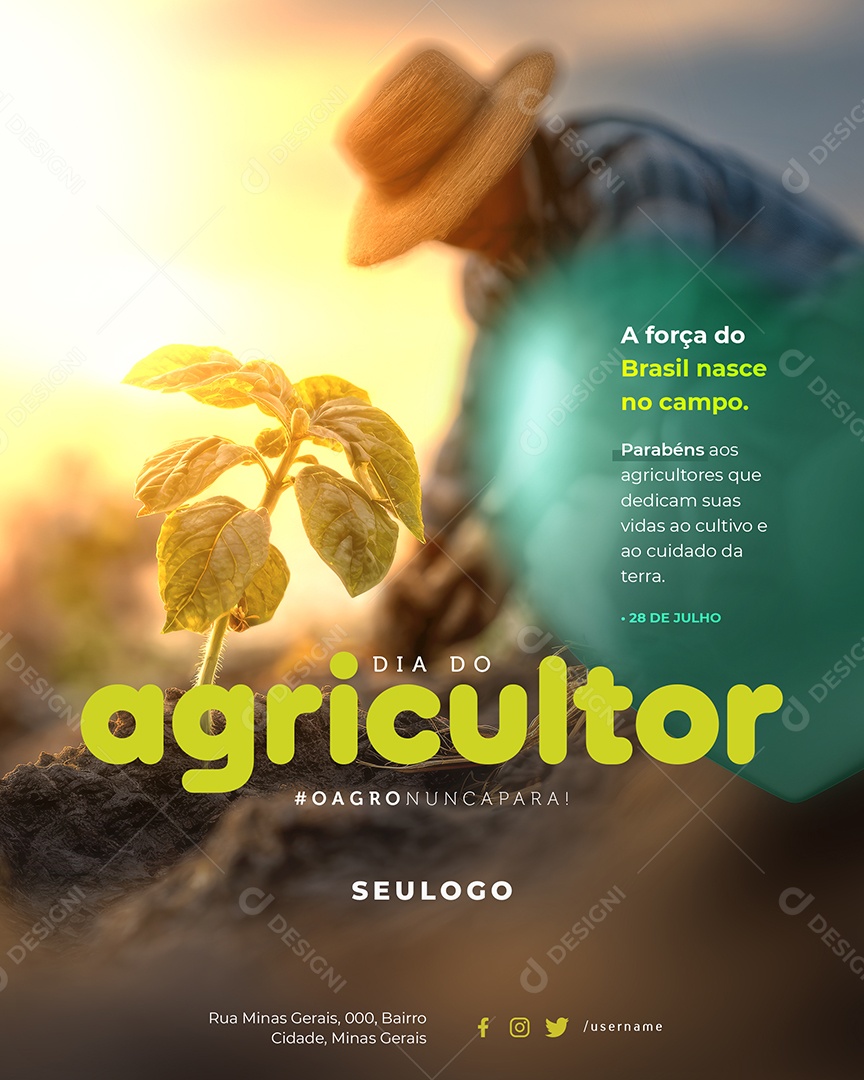 Dia do Agricultor 28 de Julho Parabéns Aos Agricultores Social Media PSD Editável