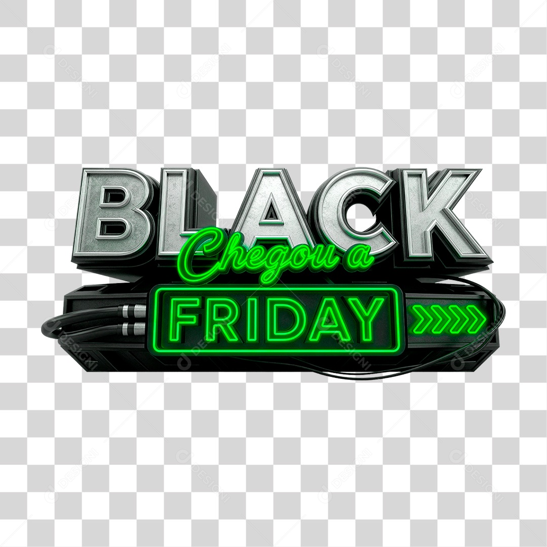 Selo 3D Chegou a Black Friday PNG Transparente