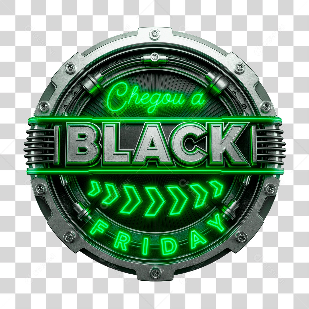 Selo 3D Chegou a Black Friday PNG Transparente