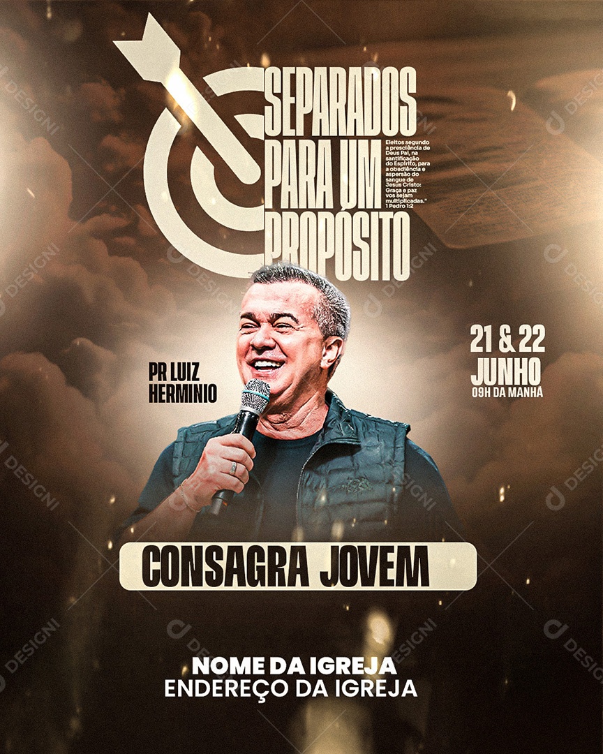 Flyer Gospel Separados para Um Propósito Social Media PSD Editável