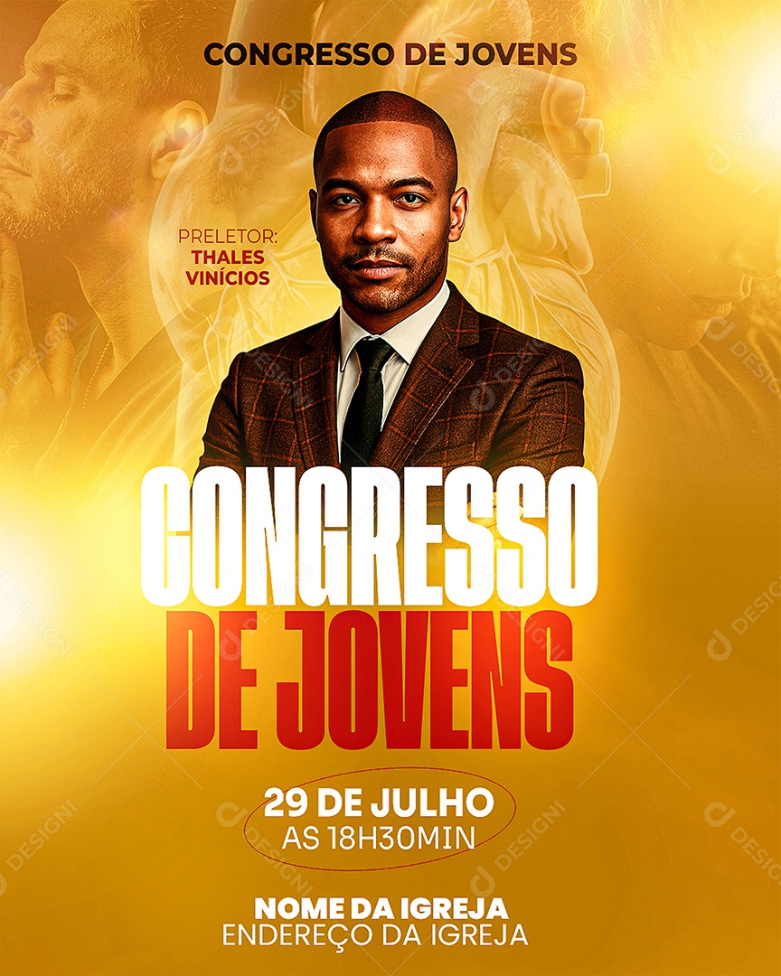 Flyer Gospel Congresso de Jovens Social Meida PSD Editável