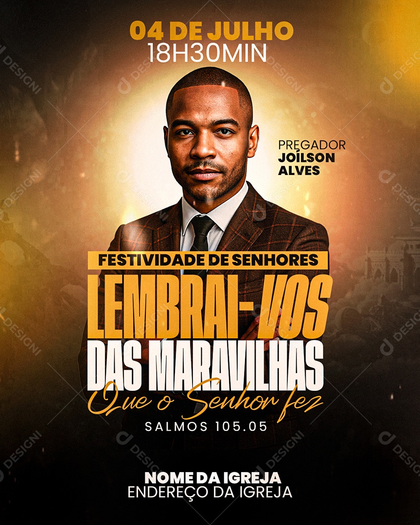 Flyer Gospel Festividade de Senhores Social Media PSD Editável