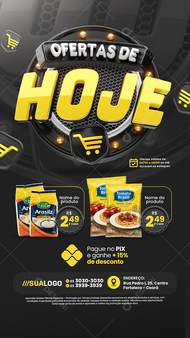 Story Tabloide Ofertas de Hoje Supermercado Produtos Social Media PSD Editável