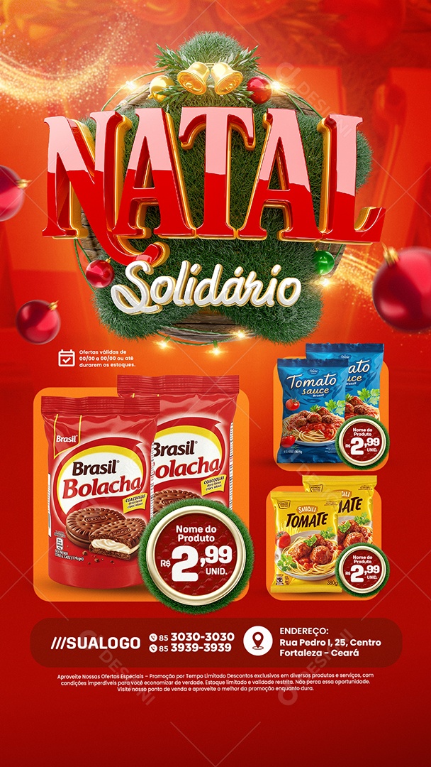 Story Tabloide Natal Solidário Supermercado Produtos Social Media PSD Editável