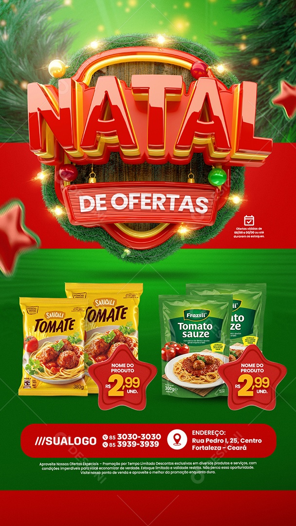 Story Tabloide Natal de Ofertas Supermercado Produtos Social Media PSD Editável