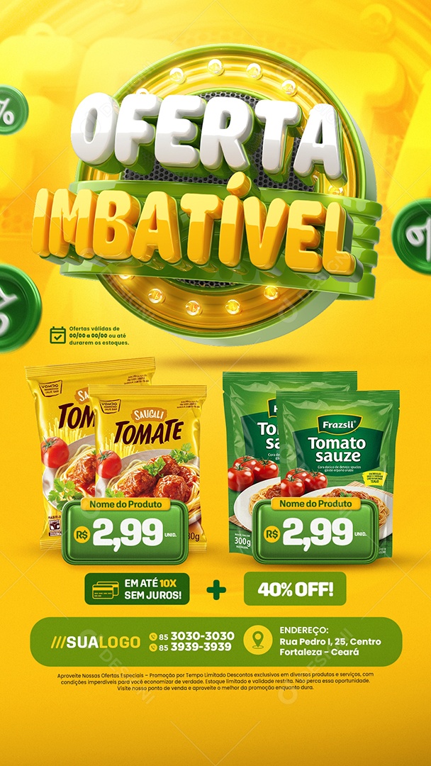 Story Tabloide Oferta Imbatível Supermercado Produtos Social Media PSD Editável
