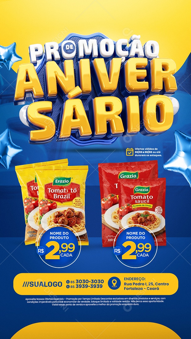 Story Tabloide Promoção de Aniversário Produtos Social Media PSD Editável