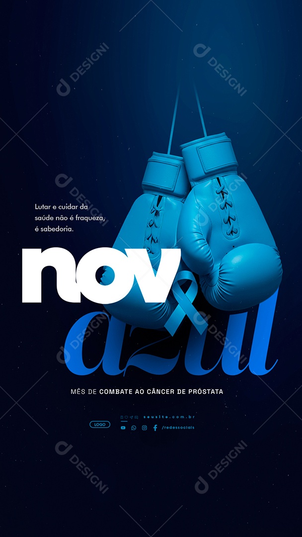 Story Novembro Azul Lutar e Cuidar da Saúde Social Media PSD Editável