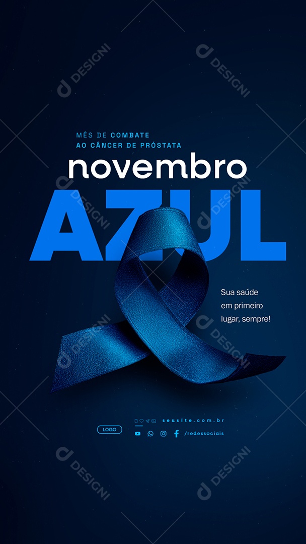 Story Novembro Azul Mês de Combate ao Câncer de Próstata Social Media PSD Editável