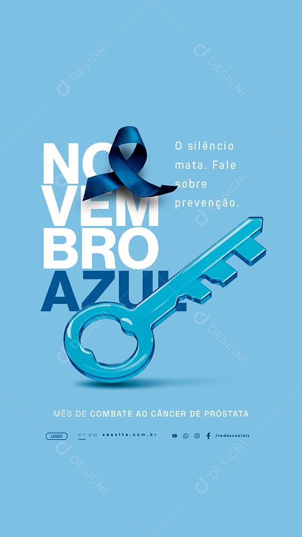 Story Novembro Azul O Silêncio Mata Social Media PSD Editável