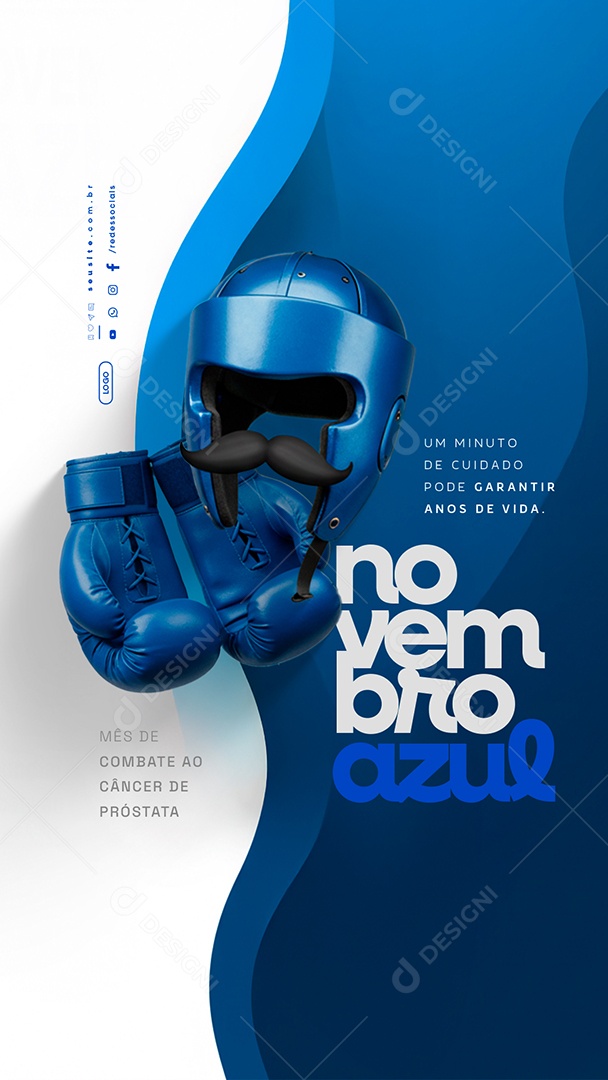 Story Novembro Azul Um Minuto de Cuidado Pode Garantir Anos de Vida Social Media PSD Editável