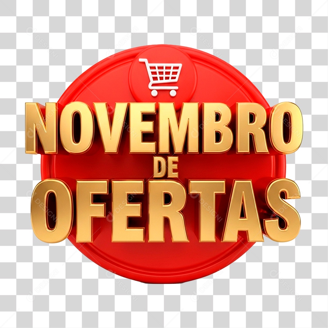 Selo 3D Novembro de Ofertas PNG Transparente
