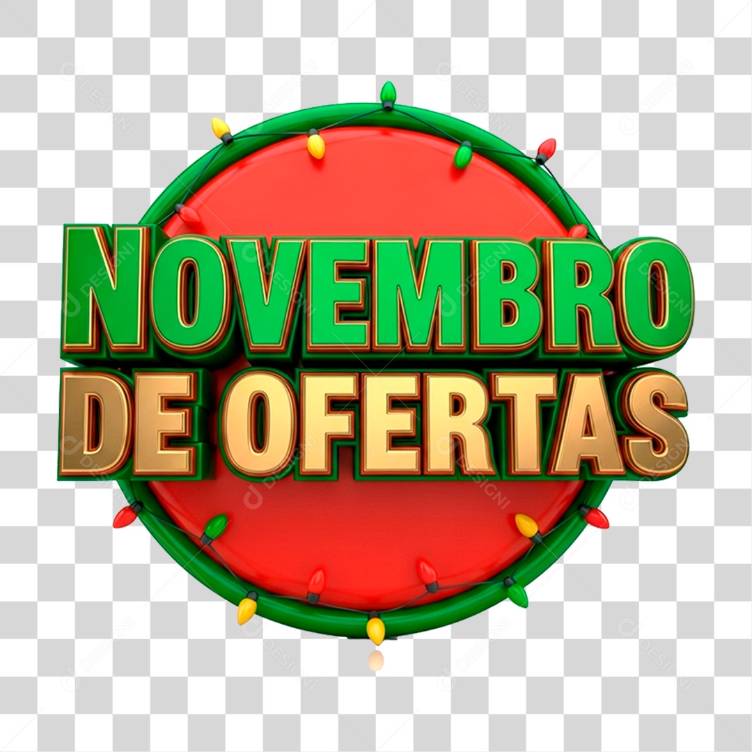 Selo 3D Novembro de Oferta PNG Transparente