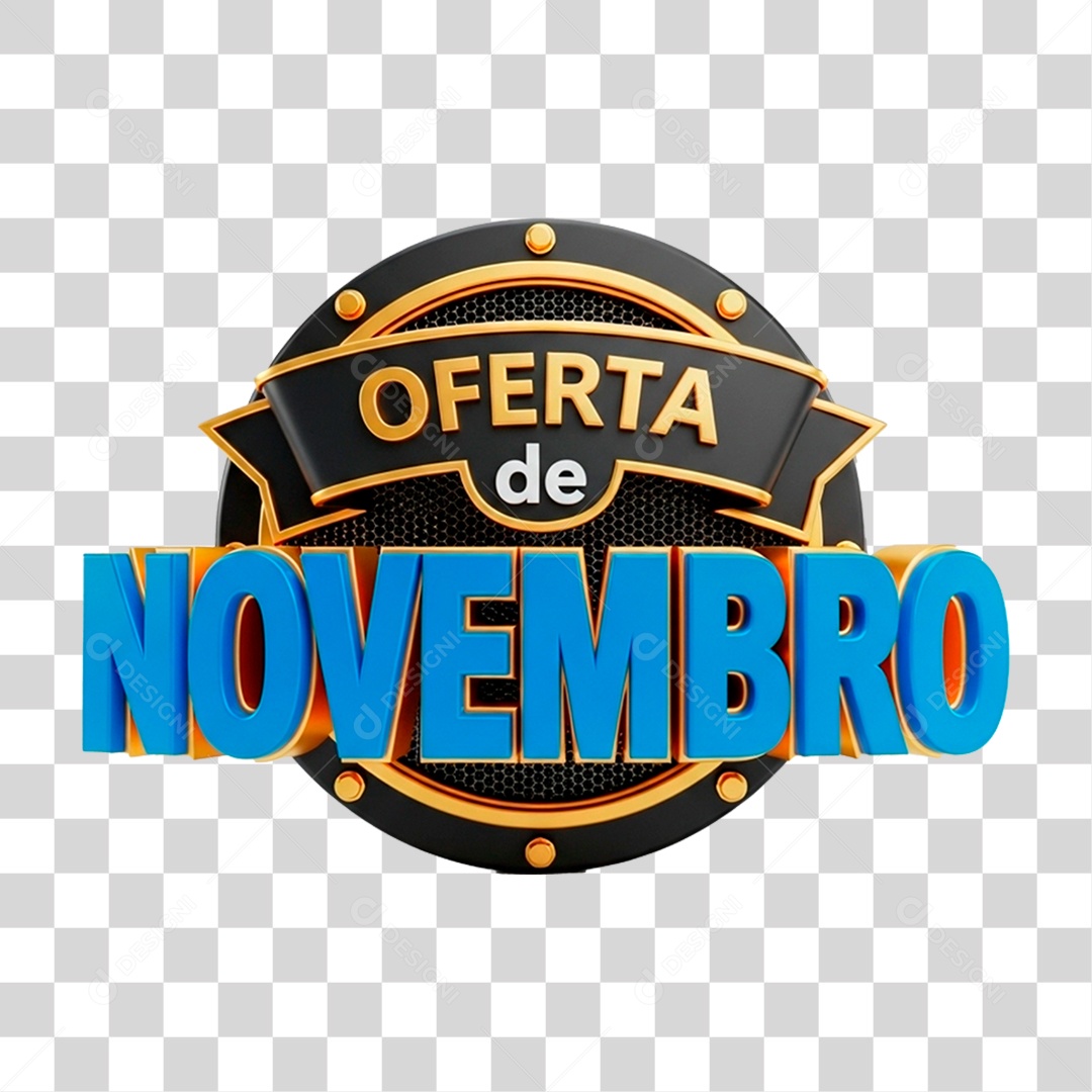 Selo 3D Oferta de Novembro PNG Transparente
