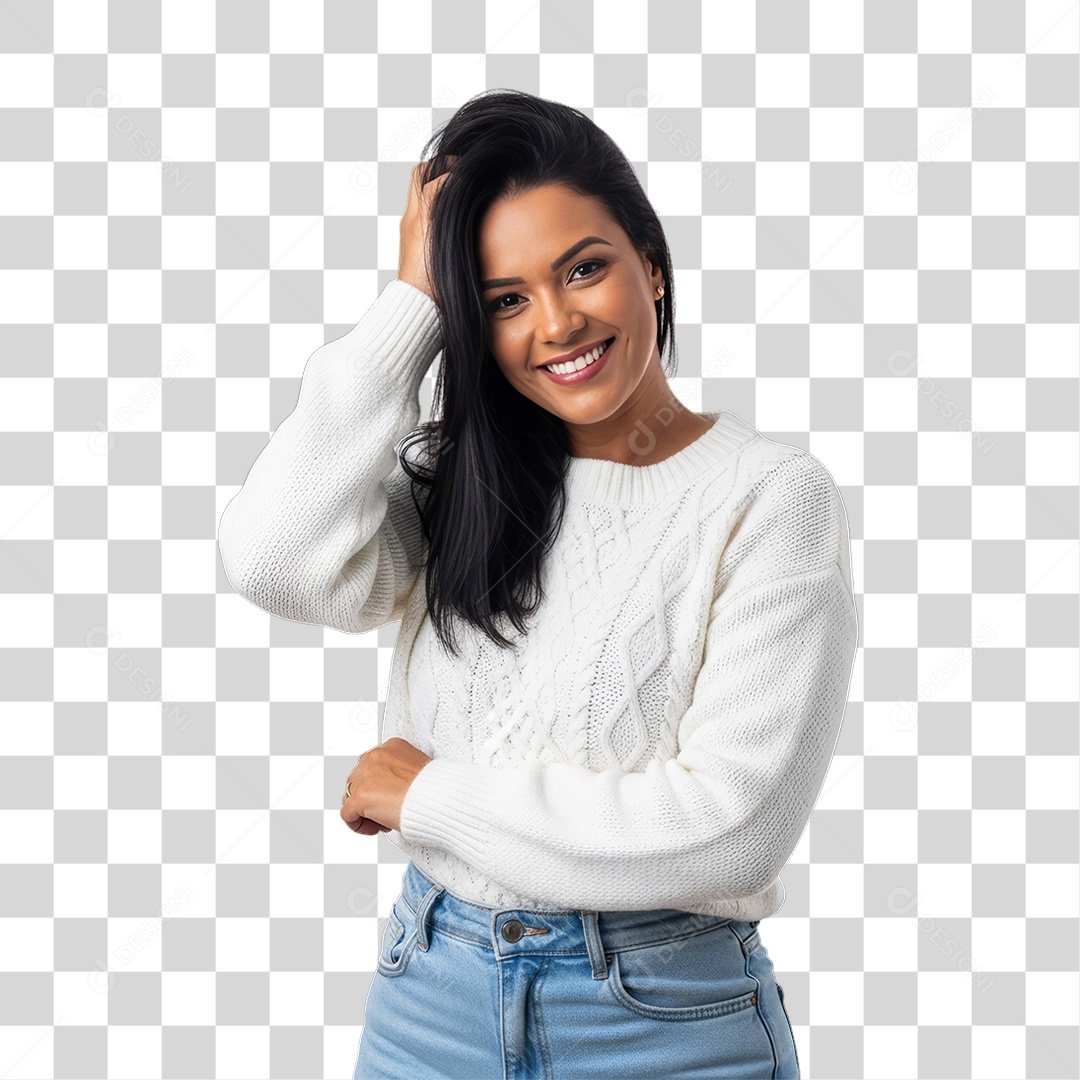 Mulher Modelo Fazendo Pose para Foto PNG Transparente