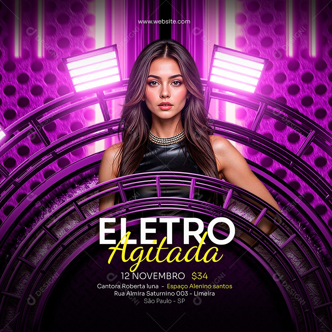Flyer Feed Eletro Agitada Social Media PSD Editável